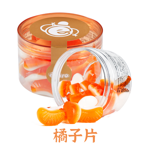 ecoro/怡可诺橘子片形彩色罐装橡皮糖