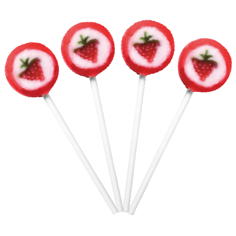 棒棒堂/手造花式6g短支粉红草莓棒糖散装